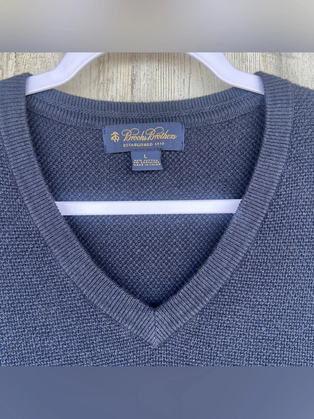 Brooks Brothers V Neck Vest Men Large Navy Blue Cotton Cashmere Preppy Layering‎